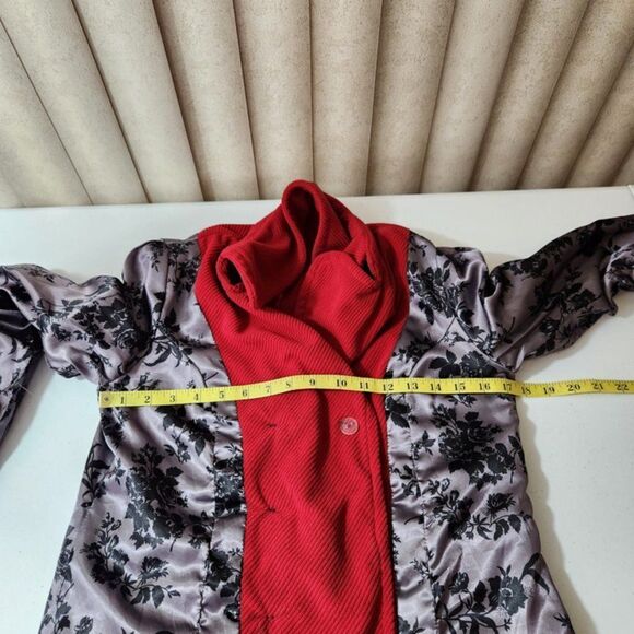 red corduroy double-breasted jacket / classic tailored coat – women’s S - Picture 9 of 10